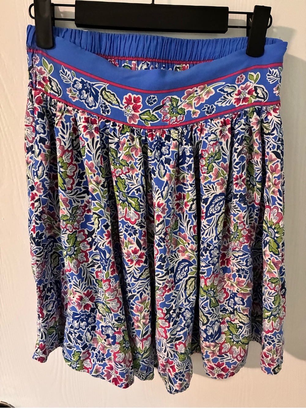 Rachel Zoe Blue Floral Skirt with Pink & Green Accents